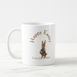 Caneca De Café Feliz Páscoa coelho marrom com ovos amor adicione 