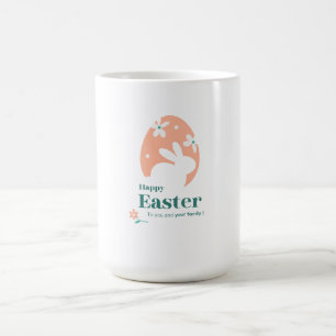 Caneca De Café Feliz Páscoa – Coelho & Ovo Desenho Floral