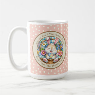 Caneca De Café Feliz Páscoa Com Coelhinho Fofo, Ovos e Floral