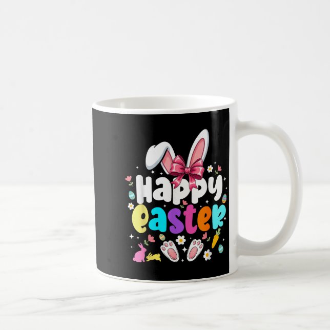 Caneca De Café Feliz Páscoa Coquette Laço Bunny Coelho Dia de Pás (Direita)