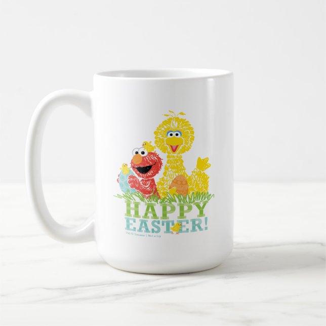 Caneca De Café Feliz Páscoa do Elmo e do Big Bird (Esquerda)