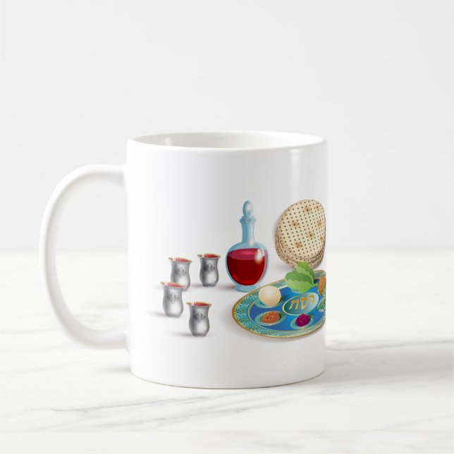 Caneca De Café Feliz Passover Holiday Pesach Seder (Esquerda)