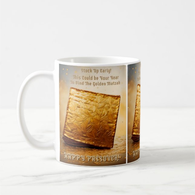 Caneca De Café Feliz Passover! Ouro Matzah (Esquerda)