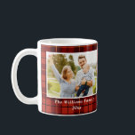 Caneca De Café Feliz Personalizada 2 de Padrão de Tartan<br><div class="desc">Personalizado 2 Foto Tartan Patteran Xadrez Coffee Mug</div>
