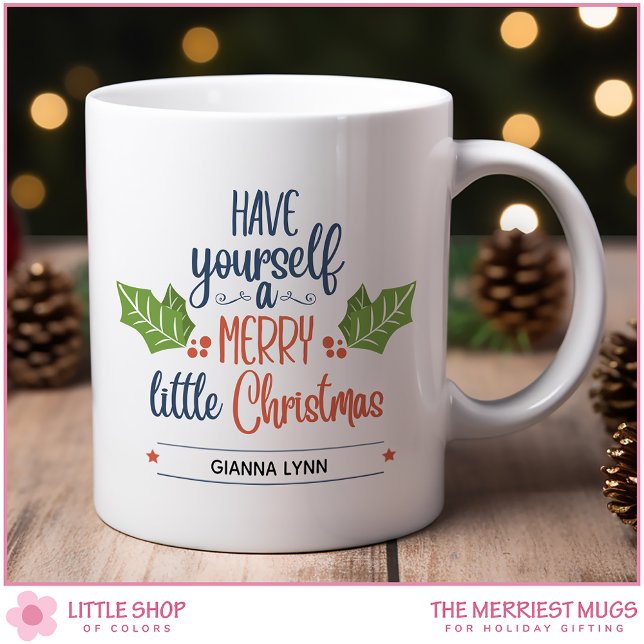 Caneca De Café Feliz Personalizada Pequena Folha de Natal (Criador carregado)