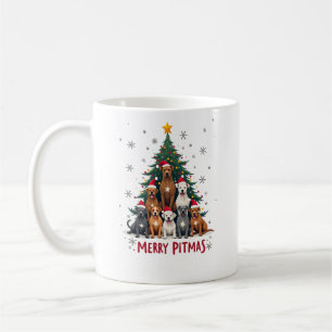 Caneca De Café Feliz Pitmas Pitbull Cão Suéter Feio de Natal Tr