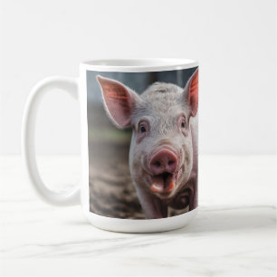 Caneca De Café Feliz Porco de Língua Branca,