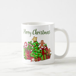 Caneca De Café Feliz Presente De Natal Em Torno Da Árvore