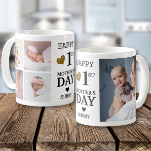 Caneca De Café Feliz Primeiro Dia das Mães Mamãe 5 Colagem de Fot