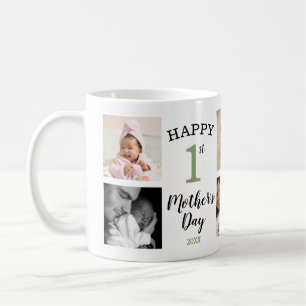 Caneca De Café Feliz Primeiro Dia das Mães Sage 8 Colagem de Foto