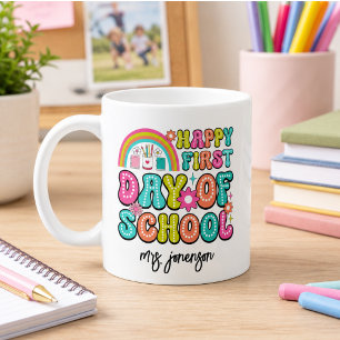 Caneca De Café Feliz Primeiro Dia de Aula