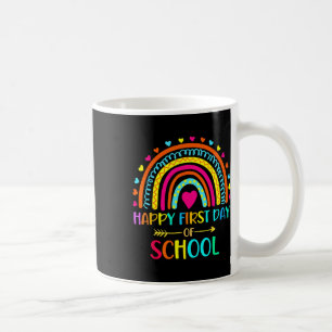 Caneca De Café Feliz Primeiro Dia De Aula Arco-íris De Volta à Es