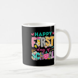 Caneca De Café Feliz Primeiro Dia de Aula Groovy de Volta às Aula