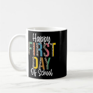 Caneca De Café Feliz Primeiro Dia De Aula Leopardo Volta às Aulas
