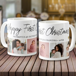 Caneca De Café Feliz Primeiro Natal Como Avó 5 Colagem de Fotos