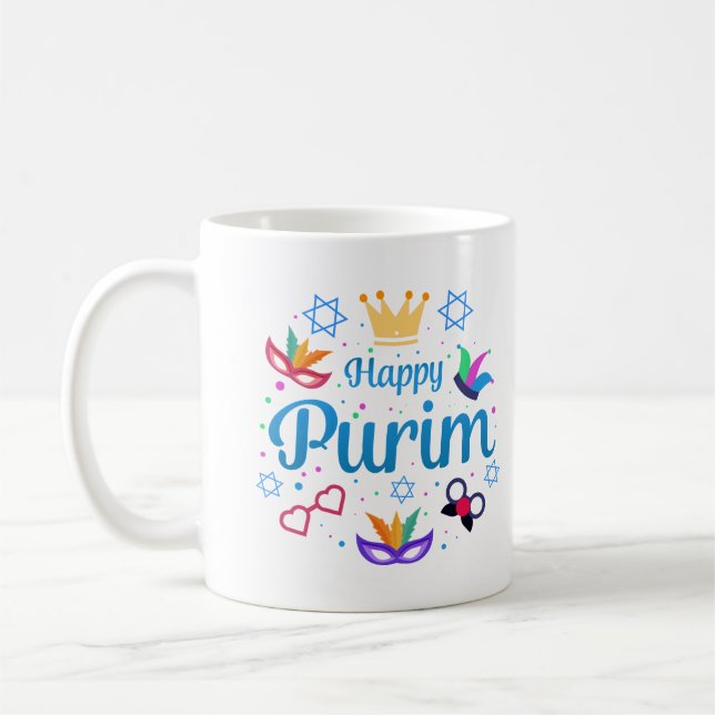 Caneca De Café Feliz Purim - Chag Purim Sameach (Esquerda)