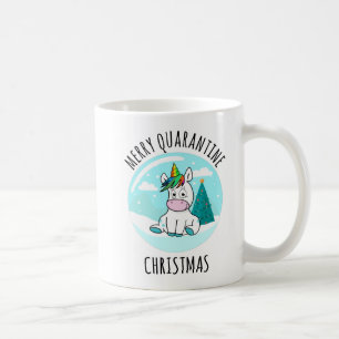 Caneca De Café Feliz Quarantine Christmas Unicorn