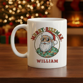 Caneca De Café Feliz Rizzmas Papai Noel de Óculos de Sol Natal Di