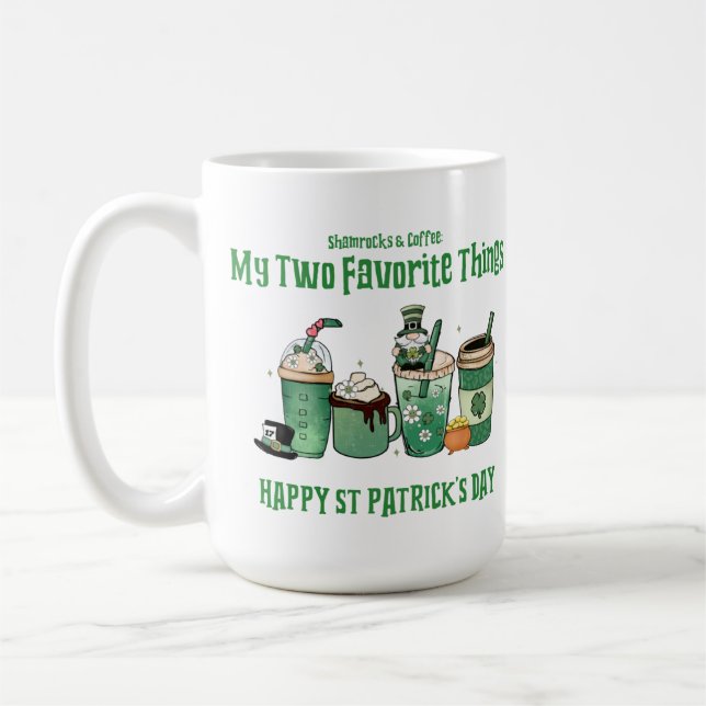 Caneca De Café Feliz Rua. Dia de Patrick: Minhas Duas Coisas Favo (Esquerda)