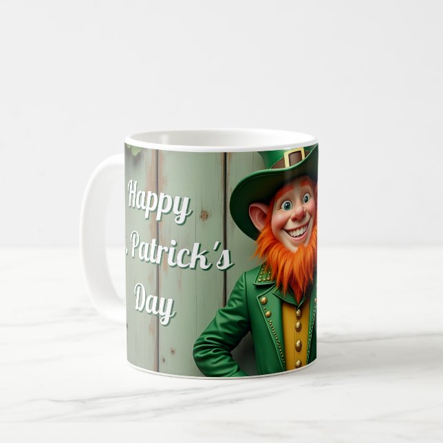 Caneca De Café Feliz Rua do Dia do Patrick Leprechaun (Frente Esquerda)