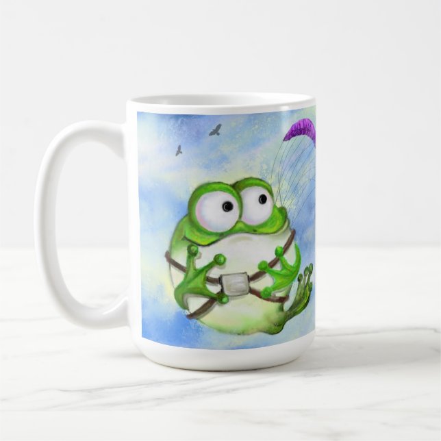 Caneca De Café Feliz Sapo Engraçado Paraglider Mug (Esquerda)