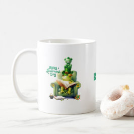 Caneca De Café Feliz Shamrock Day Green Teddy Bear e Sapo