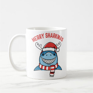 Caneca De Café Feliz Sharkmas Natal Divertido do Tubarão