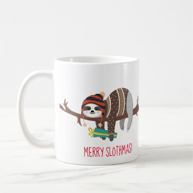 Caneca De Café Feliz Slothmas Christmas Sloth (Esquerda)