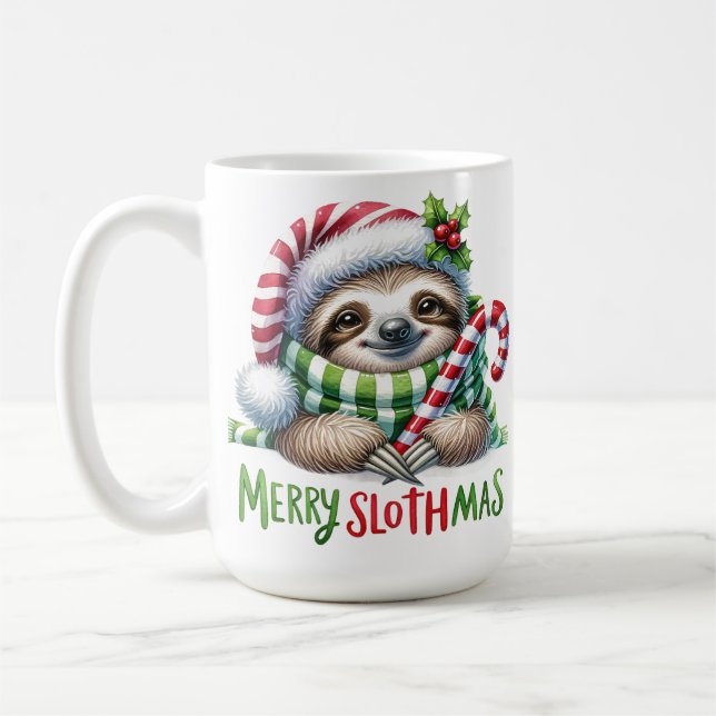 Caneca De Café Feliz Slothmas Sloth Christmas Mug - Feriado Engra (Esquerda)