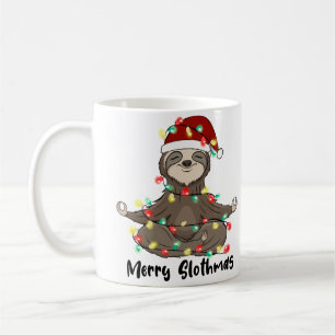 Caneca De Café Feliz Slothmas Yoga Sloth Meditando Natal