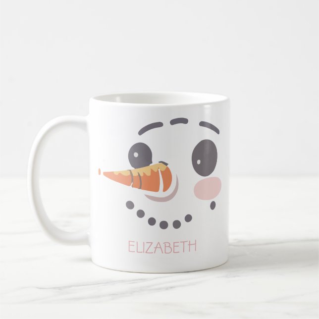 Caneca De Café Feliz Snowman Face Personalizado Presente (Esquerda)
