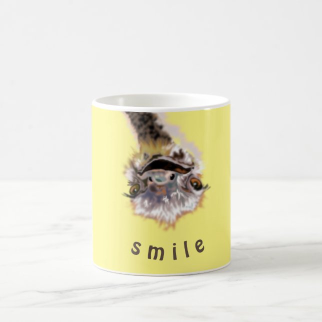 Caneca De Café Feliz Sorriso de Ostrich Engraçado Mug - Texto Per (Centro)