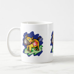 Caneca De Café Feliz Touro Azul com Cartoon Estrela Vermelha