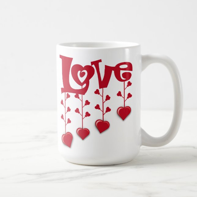 CANECA DE CAFÉ FELIZ VALENTINE DAY 2024 AMO O CORAÇÃO VERMELHO (Direita)