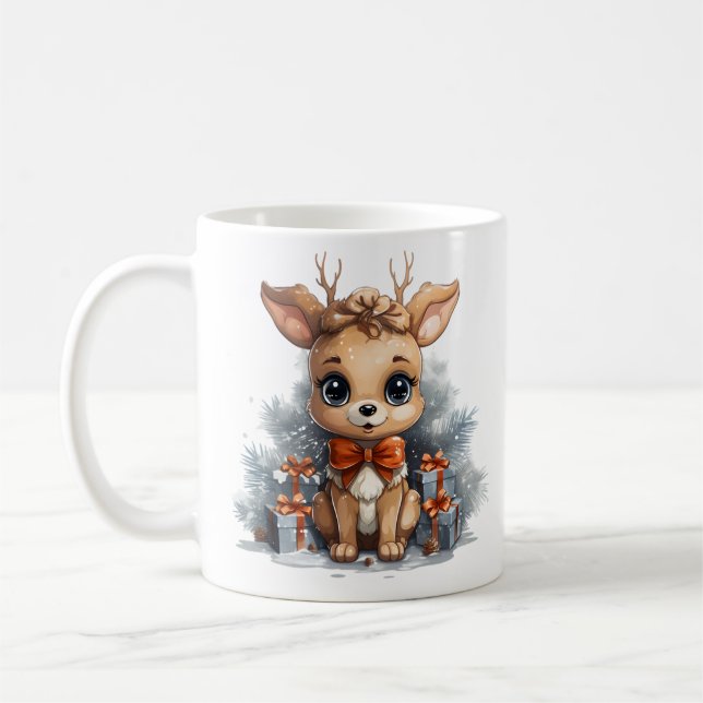 Caneca De Café Feliz veado de Natal (Esquerda)