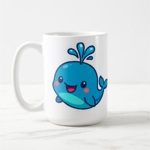 Caneca De Café Feliz Vinheta de Baleia Kawaii - Amigo do Oceano B