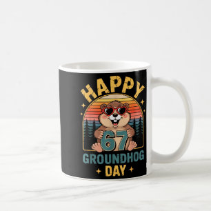 Caneca De Café Feliz Vintage 67 Dia do Groundhog Amante de Animai