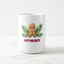 Caneca De Café Felizes Feriados Gingercake Man & Pine Branch