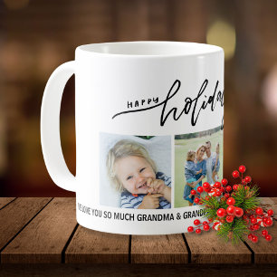 Caneca De Café Felizes Feriados Personalizados 3 Fotos e Texto