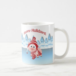 Caneca De Café Felizes Festas! Porco de Inverno