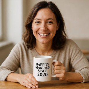 Caneca De Café Felizmente Casados Desde Casais Personalizados