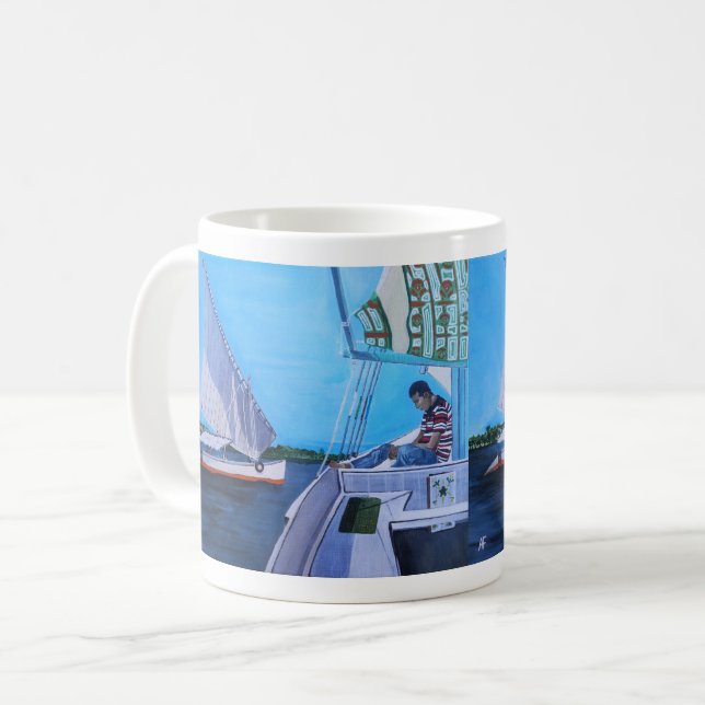 Caneca De Café Feluccas no Nilo Pintura de Alfred Fox (Frente Esquerda)
