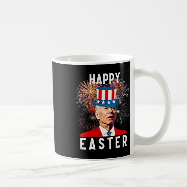 Caneca De Café Felz pascoa Biden Para Engraçado 4 De Julho (Direita)