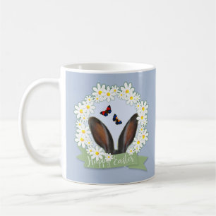 Caneca De Café Felz pascoa Bunny Ears Daisies Wreath