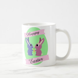 Caneca De Café Felz pascoa! Coelhos bonitos