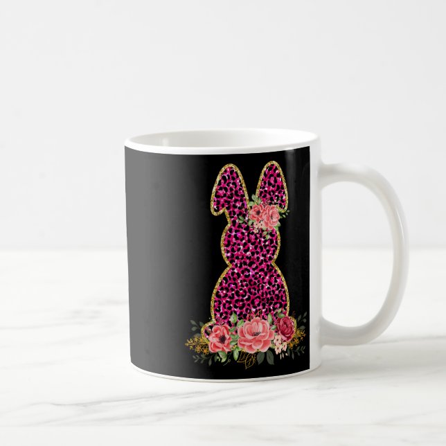 Caneca De Café Felz pascoa de coelhinho rosado-rosado-leopardo (Direita)