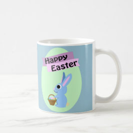Caneca De Café Felz pascoa de coelho azul