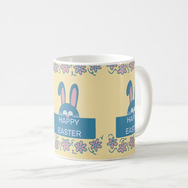 Caneca De Café Felz pascoa Divertido Bunny (Frente Esquerda)