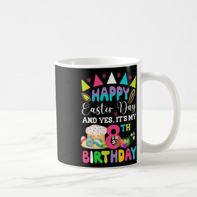 Caneca De Café Felz pascoa É o meu oitavo aniversário, Coelhinhos (Direita)