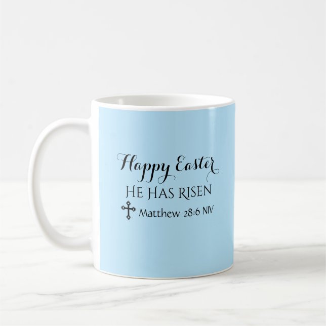 Caneca De Café Felz pascoa Ele tem Bíblia risen Vertical Light Bl (Esquerda)